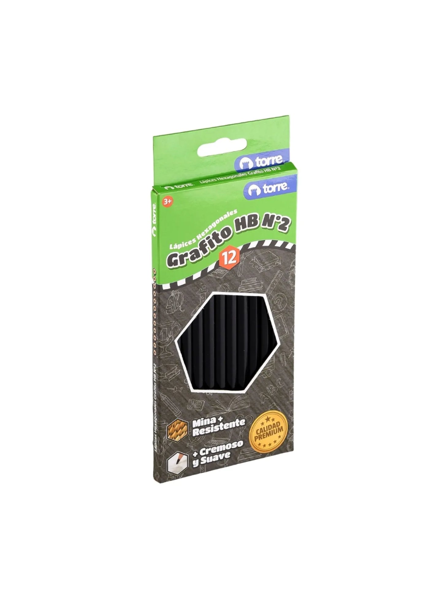 Lápices Grafito Hexagonal HB N°2 Negro