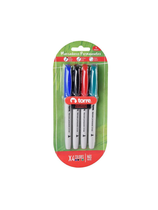 Blíster Marcadores Permanentes Punta Redonda Tipo Lápiz
