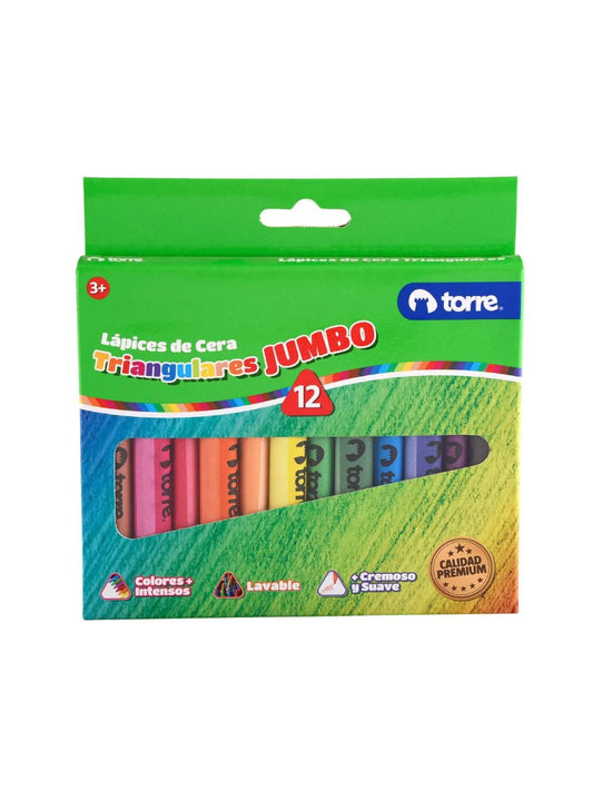 Lápices de Cera Triangulares  Jumbo 12 Colores Imagia
