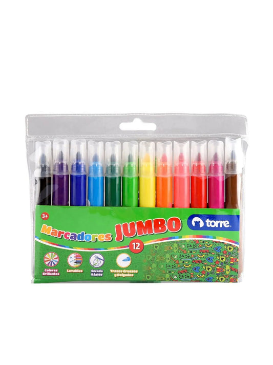 Plumones Dibujo Jumbo 12 Colores
