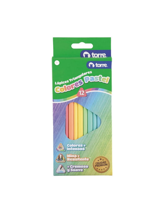Lápices Pasteles Triangulares 12 Colores