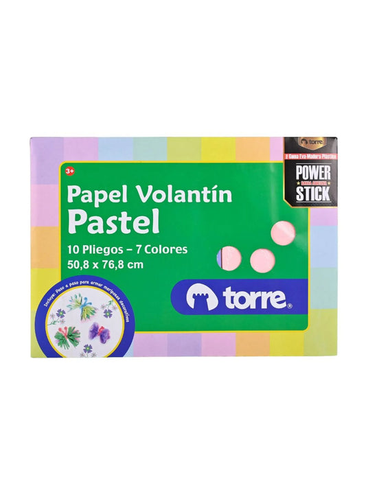 Carpeta Papel Volantín Colores Pasteles / 10 Pliegos - 7 Colores / 50,8 x 76,8 cm
