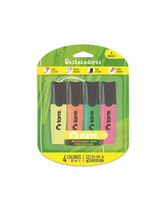 Blíster Destacadores /4 Colores Neón