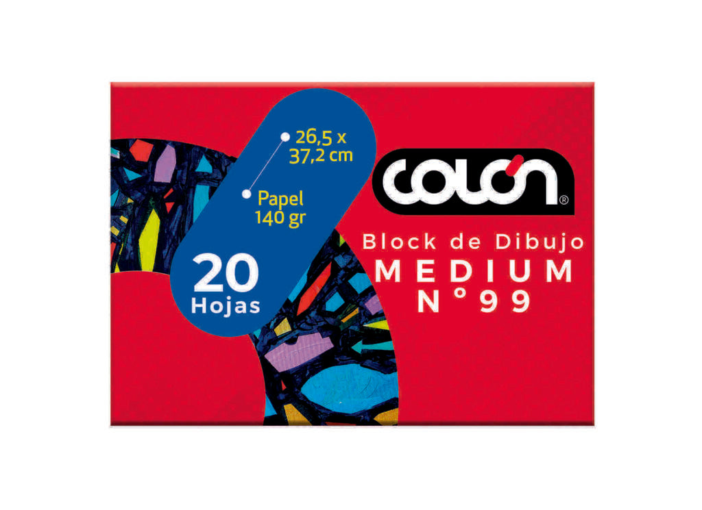 Block Dibujo Medium 99 1/8 / 20 hojas / 26,5 x 37,2 cm