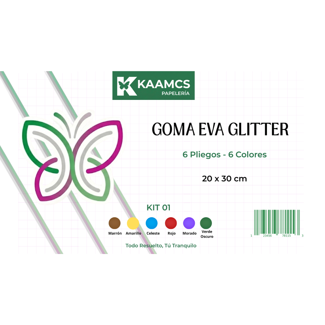 Carpeta Goma Eva Glitter / 20 x 30 cm