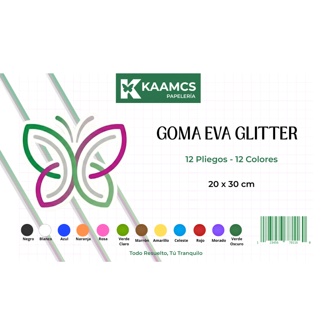 Carpeta Goma Eva Glitter / 20 x 30 cm