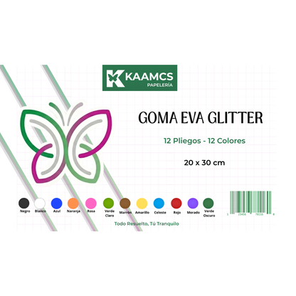 Carpeta Goma Eva Glitter / 20 x 30 cm