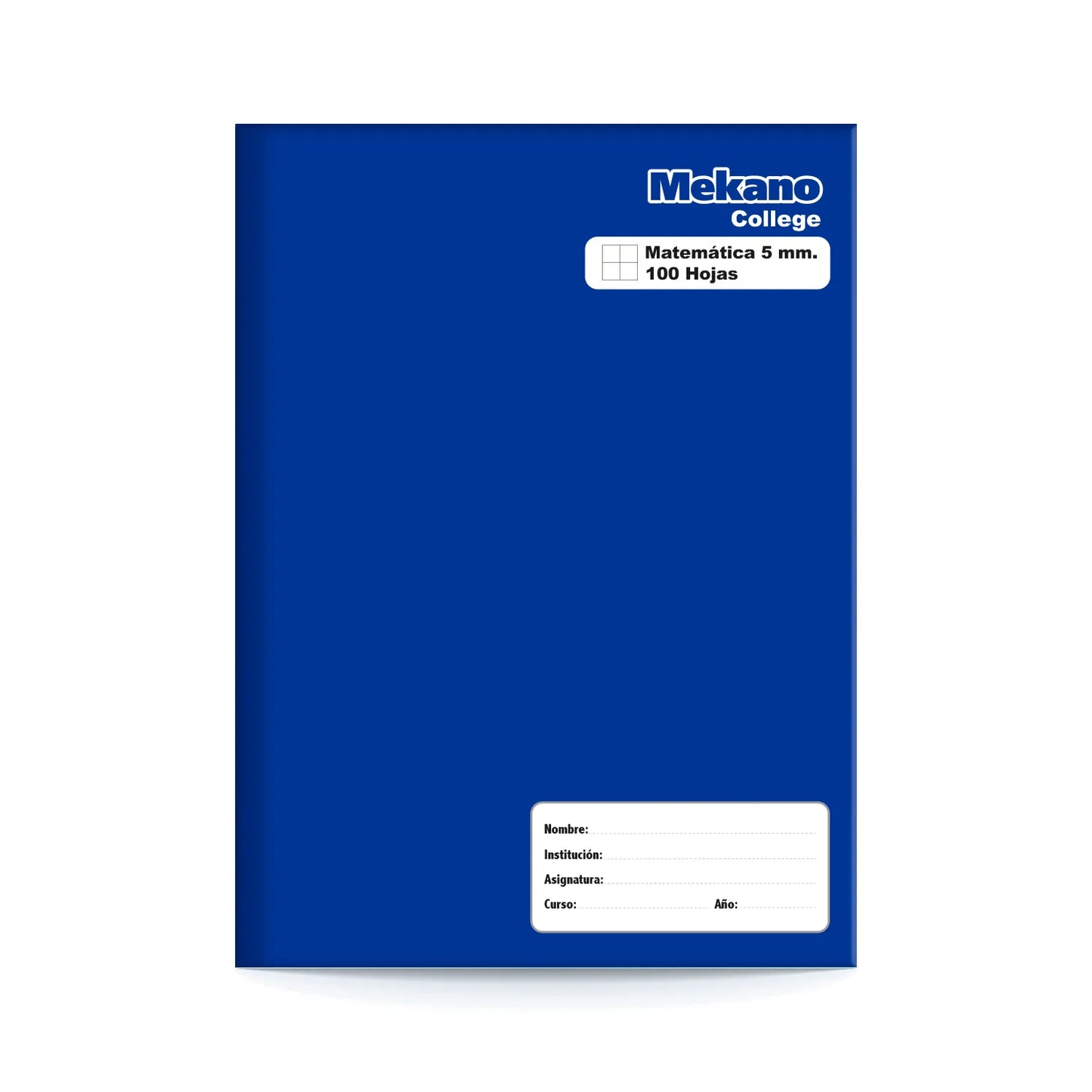 Cuaderno College Matemáticas 5 Mm 100 Hojas Mekano